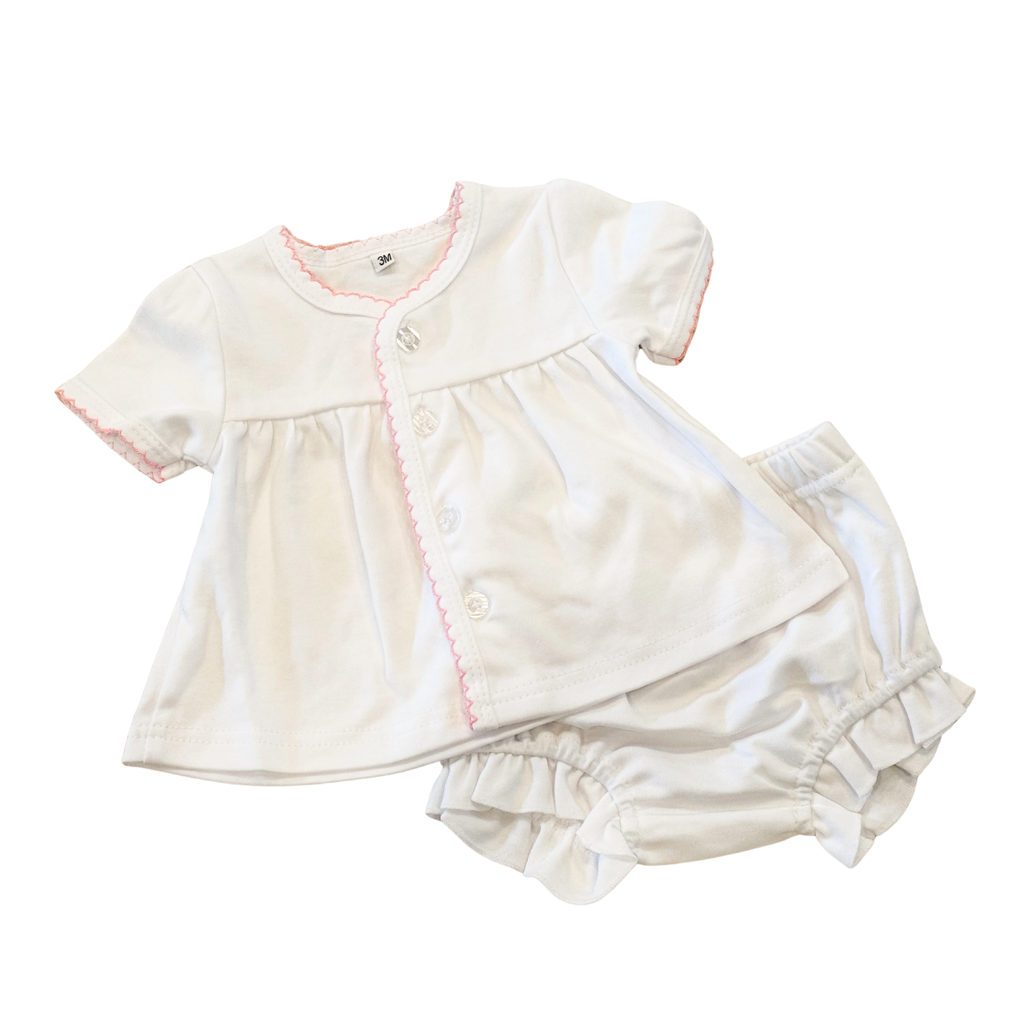 Picot Trim Button Up Diaper Set