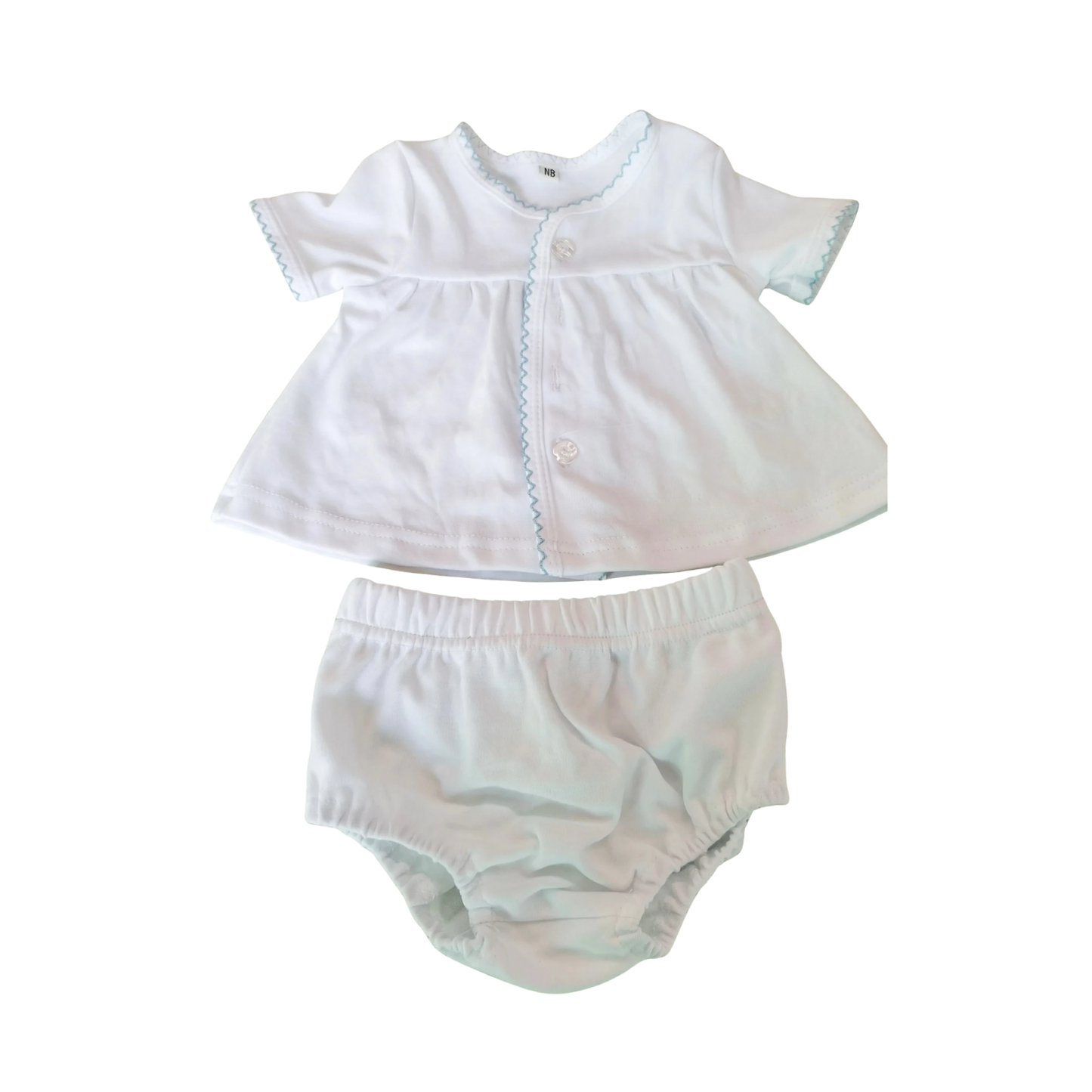 Picot Trim Button Up Diaper Set