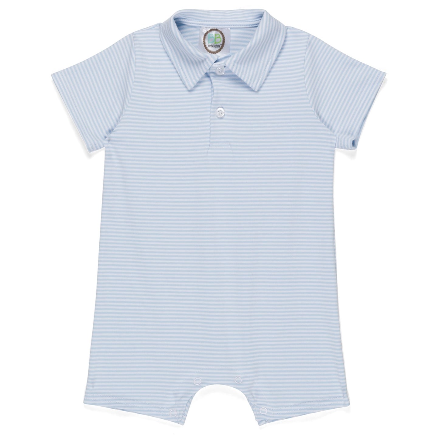 Short Sleeved Polo Romper Striped