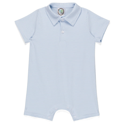 Short Sleeved Polo Romper Striped