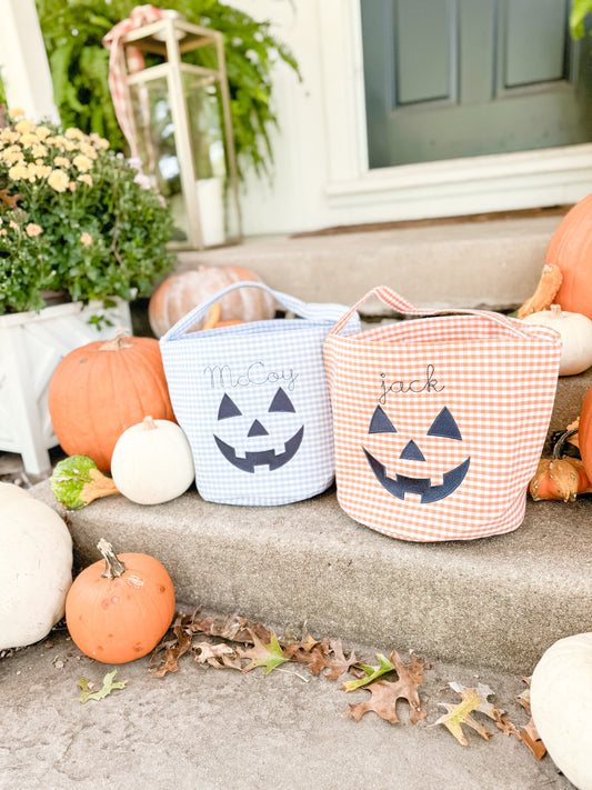 Gingham Jack-o’-Lantern Treat Basket